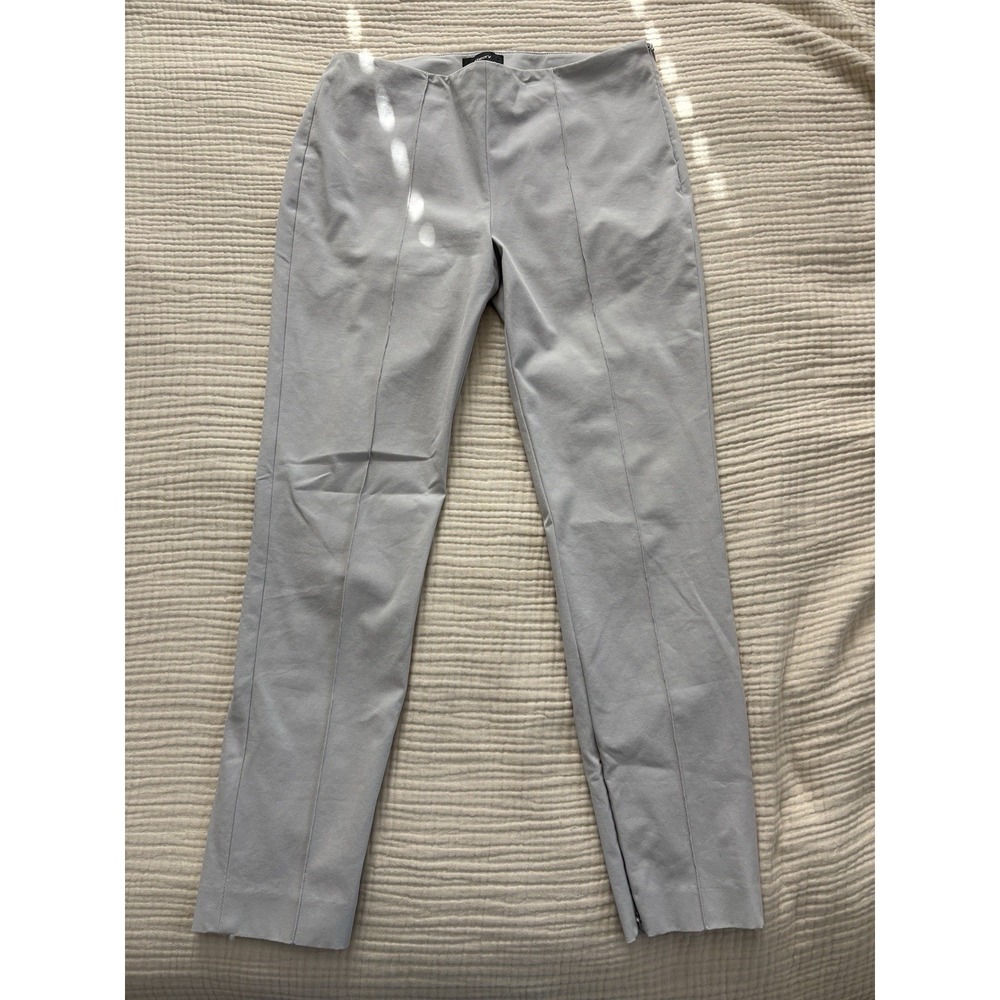 Theory‎ Womens Pull on Ankle Pants Size 4 Gray Pleated Slim Made In USA Career